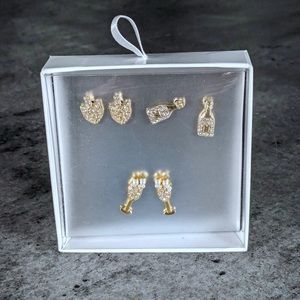 NWT /NIB set of three pairs of crystal pierced earrings